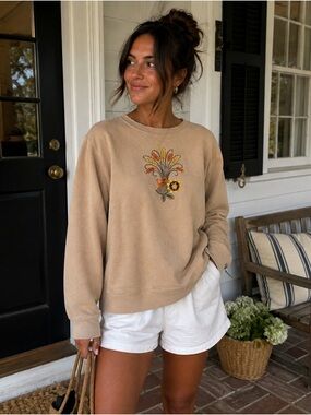 Vintage Basic Editions Fall Embroidered Sweatshirt Cottagecore Grannycore M